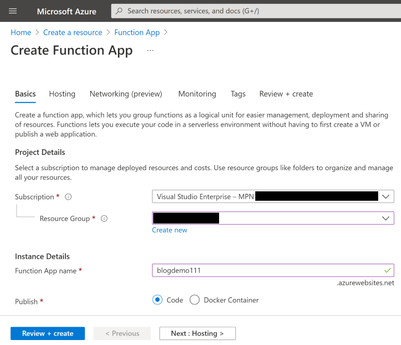 Function setup