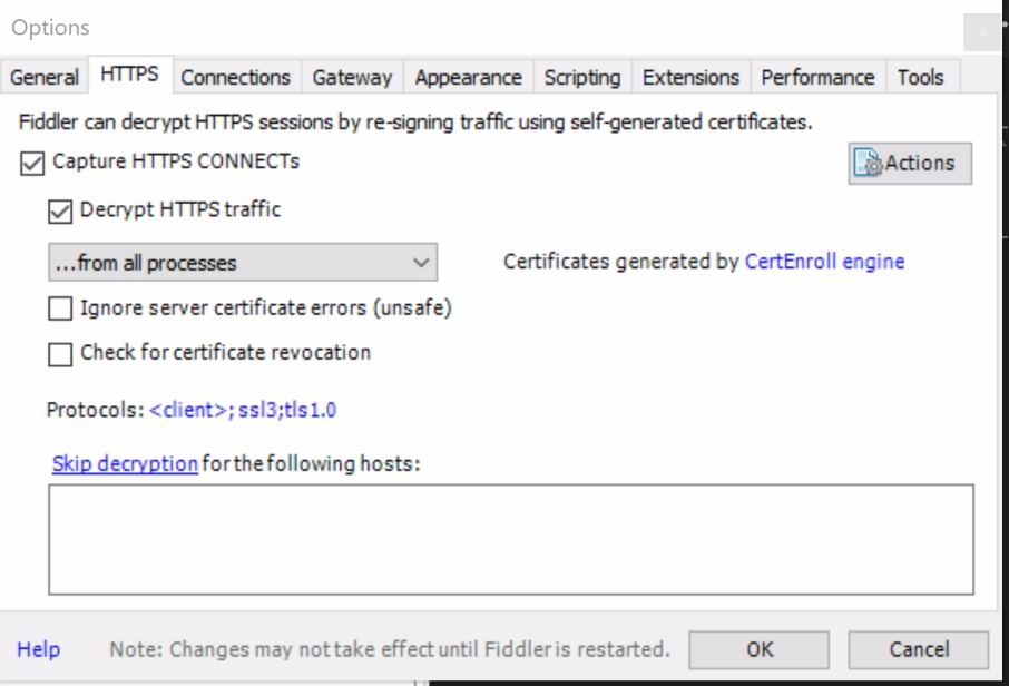 Fiddler https settings