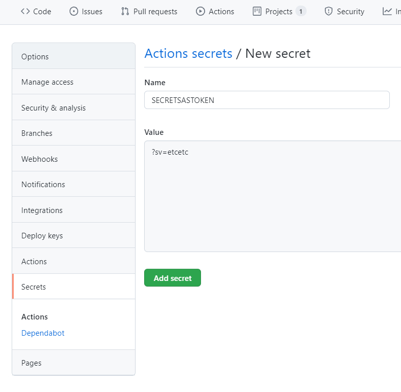 GitHub secret
